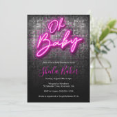 Oh Baby Shimmer Neon Baby shower Uitnodiging (Staand voorkant)