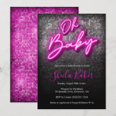 Oh Baby Shimmer Neon Baby shower Uitnodiging (Voorkant / Achterkant)