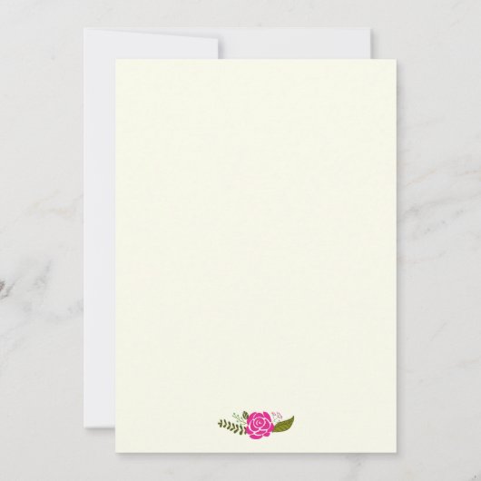 Oh Baby shower aqua, roze moderne florale grens Kaart (Achterkant)