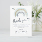 Oh Baby shower Blue Boho Rainbow Dank je Bedankkaart (Staand voorkant)