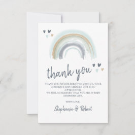 Oh Baby shower Blue Boho Rainbow Dank je Bedankkaart