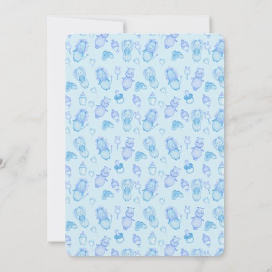 Oh Baby shower Blue Invitation Kaart (Achterkant)