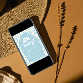 Oh Baby shower | Blue Retro Daisy 70s uitnodiging Informatiekaartje