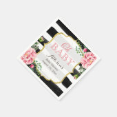 Oh Baby shower Blush Pink Floral Gold Stripes Servet (Hoek)