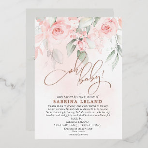 Oh Baby! Shower by Mail  Blush Pink Roses Folie Uitnodiging