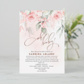 Oh Baby! Shower by Mail  Blush Pink Roses Folie Uitnodiging (Staand Voorkant)