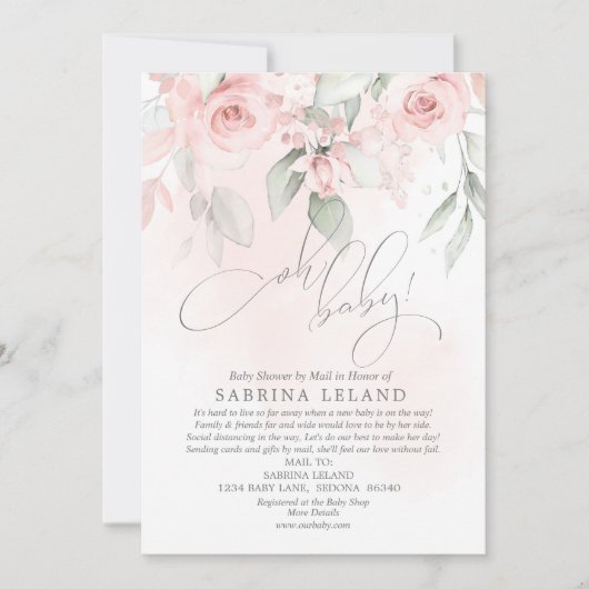 Oh Baby! Shower by Mail  Blush Pink Roses Kaart (Voorkant)