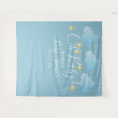 Oh Baby Shower Cute Blauwe Fotohokje Achtergrond Wandkleed (Voorkant (horizontaal))