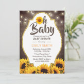 Oh Baby shower Elegant Sunflower & Music Kaart (Staand voorkant)