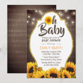 Oh Baby shower Elegant Sunflower & Music Kaart (Voorkant / Achterkant)