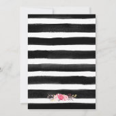 Oh Baby shower Floral Gold Black White Stripes Kaart (Achterkant)