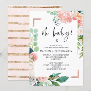 Oh Baby shower Gender Neutral Baby Bash Florals Kaart