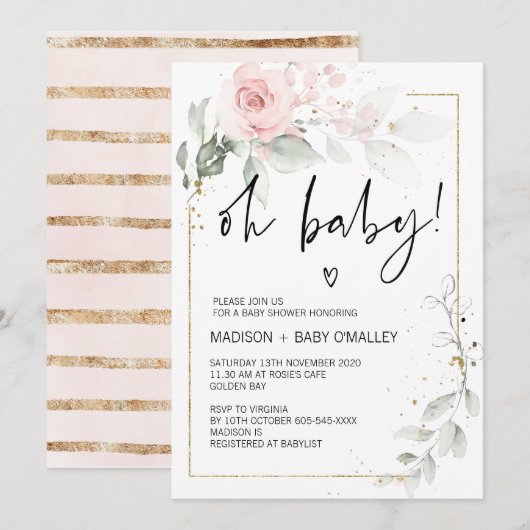 Oh Baby shower Gender Neutral Baby Bash Florals Kaart (Voorkant / Achterkant)