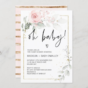 Oh Baby shower Gender Neutral Baby Bash Florals Kaart
