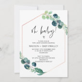 Oh Baby shower Gender Neutral Baby Bash Greenery Kaart (Voorkant)