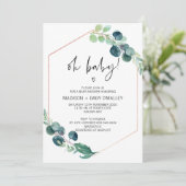Oh Baby shower Gender Neutral Baby Bash Greenery Kaart (Staand voorkant)