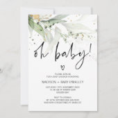 Oh Baby shower Genderneutraal Baby Bash Greenery Kaart (Voorkant)