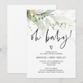 Oh Baby shower Genderneutraal Baby Bash Greenery Kaart (Voorkant / Achterkant)