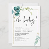 Oh Baby shower Genderneutraal Baby Bash Greenery Kaart (Voorkant)