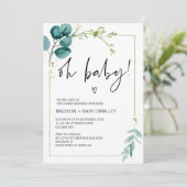 Oh Baby shower Genderneutraal Baby Bash Greenery Kaart (Staand voorkant)