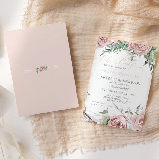 Oh Baby shower Girl BOHO Waterverf Flower Crown Kaart