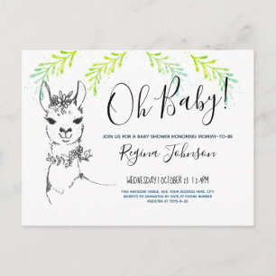 Oh Baby shower Girl Cute llama Briefkaart