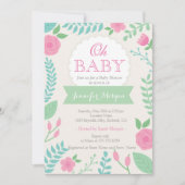 Oh Baby shower Girly Sweet Chic Bloemenuitnodiging Kaart (Voorkant)