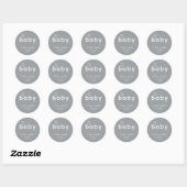 Oh Baby Shower Grijs Ronde Sticker (Vel)