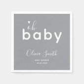 Oh Baby Shower Grijs Servet (Voorkant)