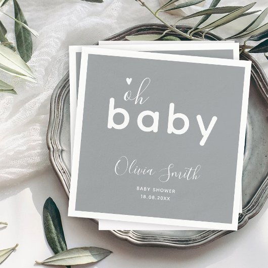 Oh Baby Shower Grijs Servet