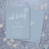 Oh Baby Shower Hart Stof Blauw Minimalistisch Kaart