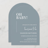 Oh Baby shower Invitation Arch Design Blauw Kaart (Voorkant / Achterkant)