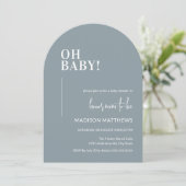 Oh Baby shower Invitation Arch Design Blauw Kaart (Staand voorkant)