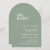 Oh Baby shower Invitation Arch Design Green Kaart (Voorkant / Achterkant)