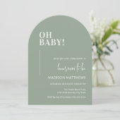 Oh Baby shower Invitation Arch Design Green Kaart (Staand voorkant)