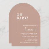 Oh Baby shower Invitation Arch Design Roze Kaart (Voorkant / Achterkant)