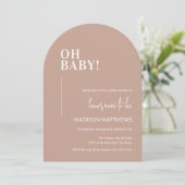 Oh Baby shower Invitation Arch Design Roze Kaart (Staand voorkant)