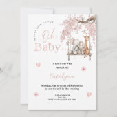 Oh Baby Shower Invitation • Cherry Blossom Theme Kaart (Voorkant)