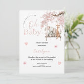 Oh Baby Shower Invitation • Cherry Blossom Theme Kaart (Staand voorkant)
