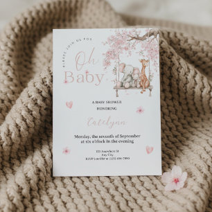 Oh Baby Shower Invitation • Cherry Blossom Theme Kaart