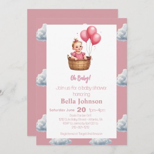 Oh Baby Shower  Kaart (Voorkant / Achterkant)