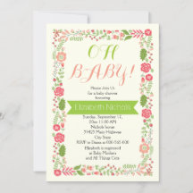 Oh Baby shower koraal roze mooie florale rand