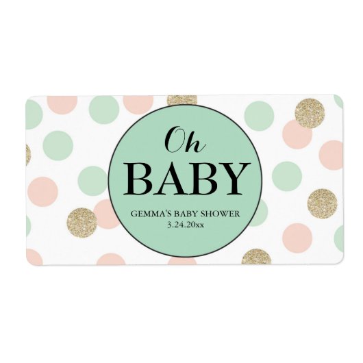 Oh Baby shower Mini Champagne Label Gender Neutral (Voorkant)