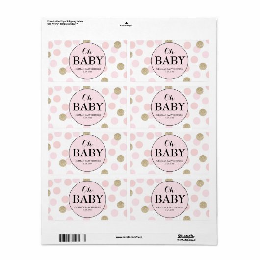 Oh Baby shower Mini Champagne Label Girl (Full Sheet)