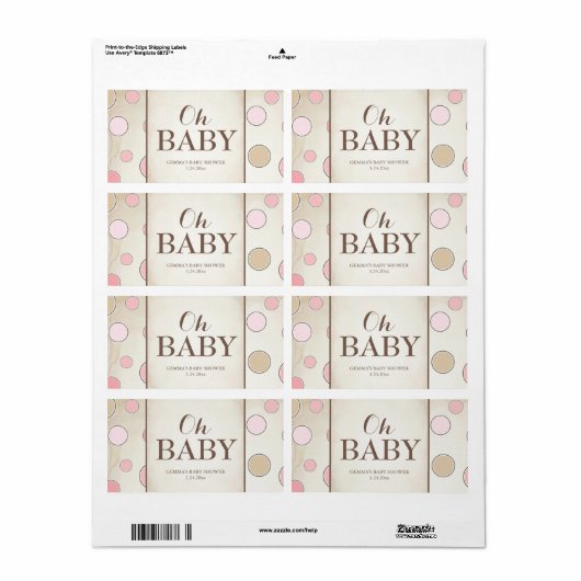 Oh Baby shower Mini Champagne Label Girl (Full Sheet)
