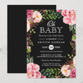 Oh Baby shower Modern Beauful Floral Wreath Kaart (Voorkant / Achterkant)