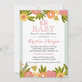 Oh Baby shower Modern Chic Natuur Flowers Kaart