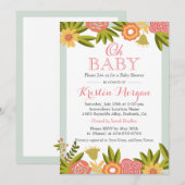 Oh Baby shower Modern Chic Natuur Flowers Kaart (Voorkant / Achterkant)