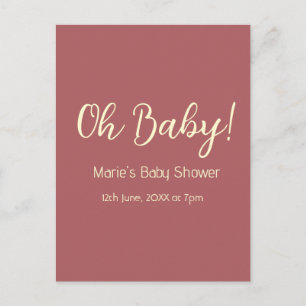 oh baby shower naam datum maron eenvoudig minimaal briefkaart