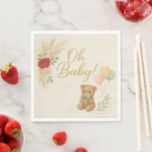 Oh Baby Shower Napkins with Teddy Bear & Pampas  Servet (Insitu)